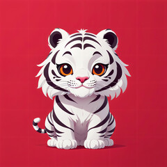 Fototapeta premium Cartoon baby white tiger #20