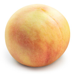 Yellow Peach fruit isolated on white background, Fresh Yellow Peach on White Background With clipping path.