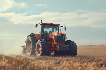 Foto op Plexiglas large tractor working on a big field © Sticker Me