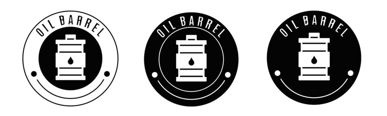 Black and white illustration of oil barrel icon in flat. Stock vector.