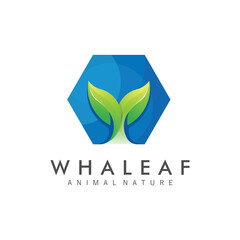 Fototapeta na wymiar Whale And Leaf Logo Design
