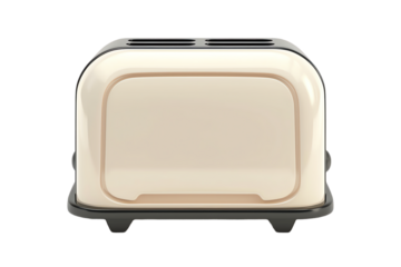 toaster on a transparent background. The toaster has two slots for bread, and a lever on the side that can be used to lower and raise the bread. 