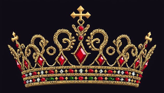 Unique Pixel Art Representation of a Royal Crown