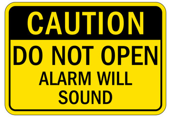Fototapeta premium Security alarm sign do not open alarm will sound