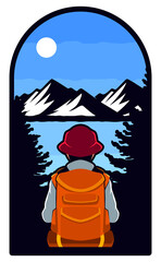 Illustration of Adventure Outdoors for badge or Tshirt Design