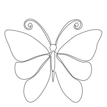 Butterfly one continuous line drawing element isolated on a white background for a logo or decorative element. one line art