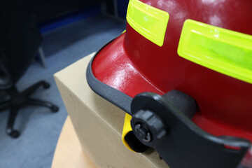 Photo of a special helmet for firefighters, this helmet is heat resistant, fire and impact...