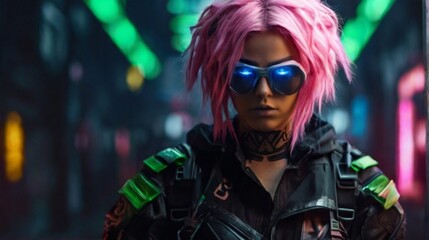 bold, colorful and stylish cyberpunk women, ready for battle