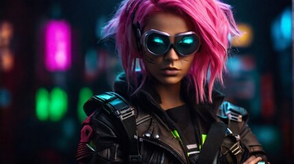 bold, colorful and stylish cyberpunk women, ready for battle