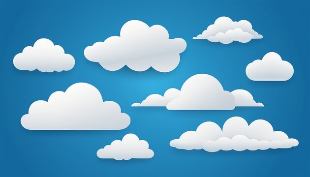 Blue Background with Abstract White Clouds Vector Art