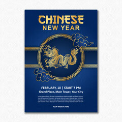 wall poster happy chinese new year dragon shio brochure design leaflet party festival flyer template design