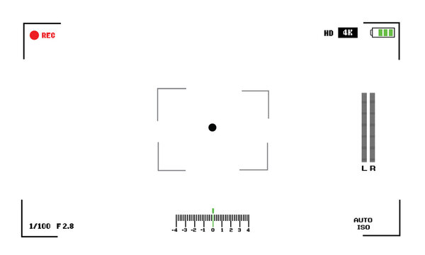 Camera viewfinder. Viewfinder camera recording. Video screen on a white background. 
