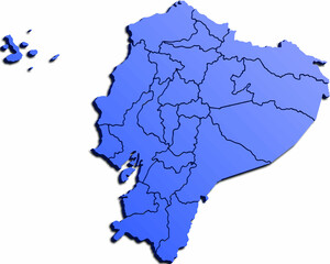 ECUADOR MAP WITH DEPARTMENTS 3D ISOMETRIC MAP