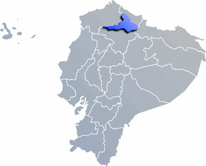 IMBABURA DEPARTMENT MAP PROVINCE OF ECUADOR 3D ISOMETRIC MAP