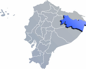 ORELLANA DEPARTMENT MAP PROVINCE OF ECUADOR 3D ISOMETRIC MAP