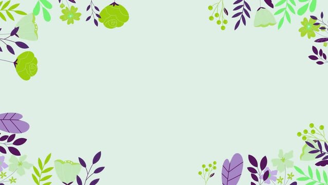 tropical leaves and flowers moving with copy space for text, loop motion background