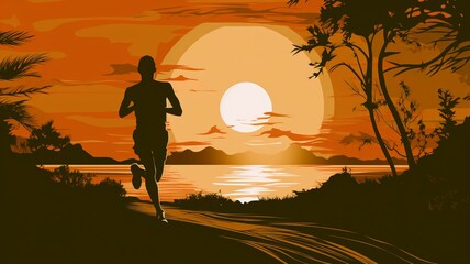 silhouette of runner