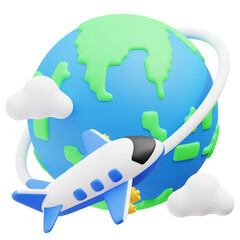 Worldwide Travel 3d icon illustration. Great for business, technology, company, websites, apps, education, marketing and promotion. Travel 3d graphics.