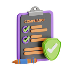 3D Compliance Model Ensuring Business Integrity. 3d illustration, 3d element, 3d rendering. 3d visualization isolated on a transparent background