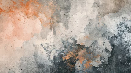 Deurstickers Abstract watercolor background on canvas with a dynamic mix of charcoal grey, antique white and copper © boxstock production