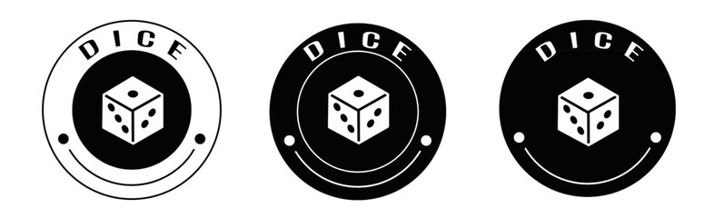 Black and white illustration of dice icon in flat. Stock vector. - obrazy, fototapety, plakaty