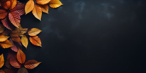 autumn leaves background, , Autumn black background with falling leaves, A group of orange and brown leaves, Colorful trees nature background, Generative AI