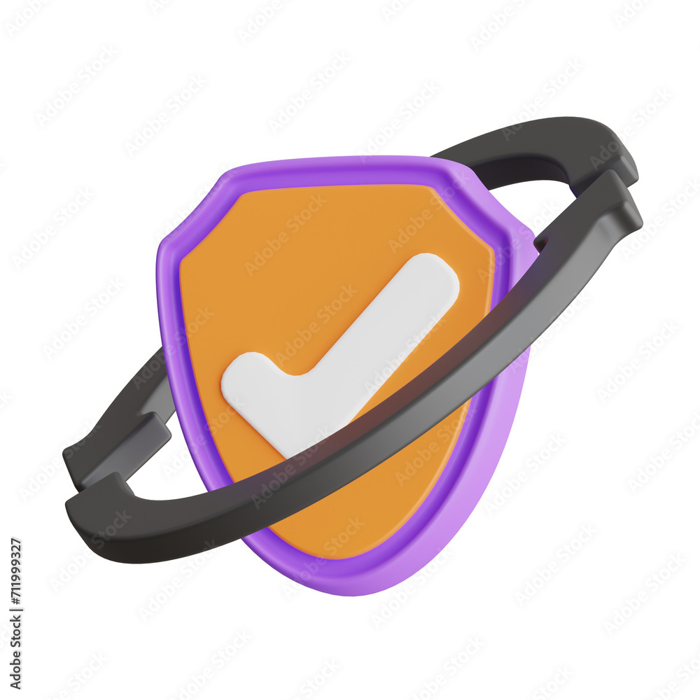 Poster 3d security system model protecting your business assets. 3d illustration, 3d element, 3d rendering.