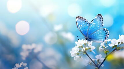 floral blue spring background illustration vibrant fresh, sky blossom, season flowers floral blue spring background