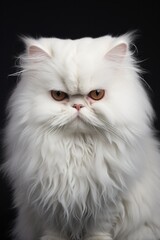 Elegance Portrait of a white Persian cat on black background.