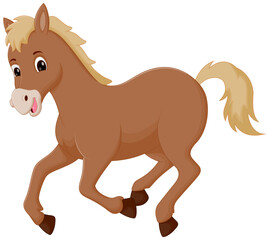 Cute Horse Cartoon Running Vector Illustration. Animal Nature Icon Concept Isolated Premium Vector