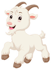 Obraz na płótnie Canvas Cute Goat Cartoon Running Vector Illustration. Animal Nature Icon Concept Isolated Premium Vector