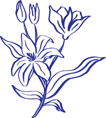Obraz premium Hand Drawn Abstract Flower Line Art