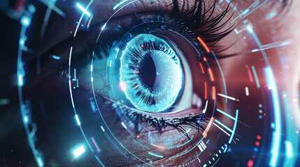 Modern technology screen on human eye futuristic