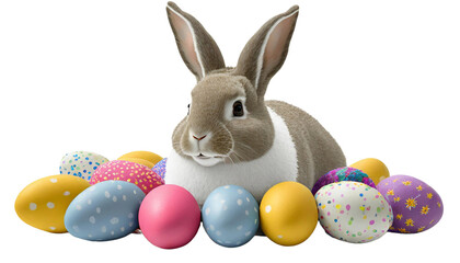 easter bunny with eggs, png
