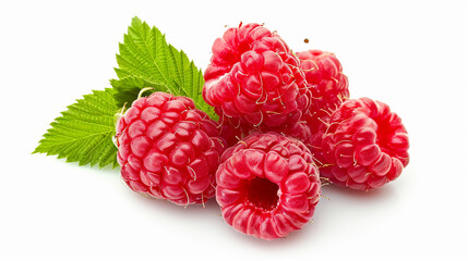 Ripe sweet raspberries isolated on a white background  - obrazy, fototapety, plakaty