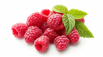 Ripe sweet raspberries isolated on a white background 