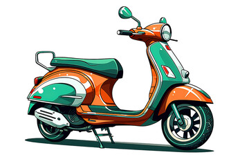 Colored scooter illustration isolated on a Transparent background. Generative AI