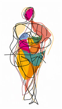 full figure line illustration, minimalism