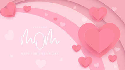 Pink vector happy mothers day with love. Happy mothers day event poster for greeting design template and mother's day celebration