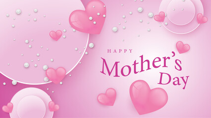 Pink and white happy mother's day abstract background vector. Luxury minimal style. Happy mothers day event poster for greeting design template and mother's day celebration