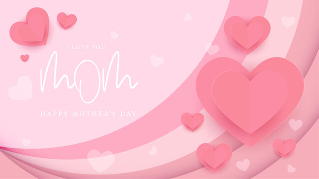 Pink elegant mothers day background with love balloons vector illlustration. Happy mothers day event poster for greeting design template and mother's day celebration