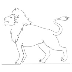 Lion one continuous line art drawing vector illustration