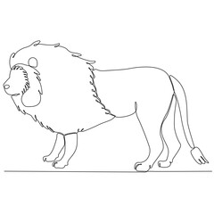 Lion one continuous line art drawing vector illustration