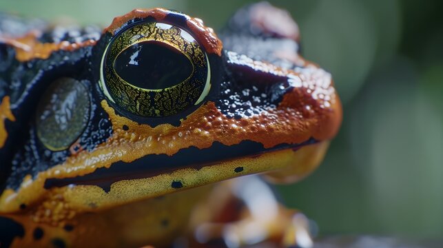 Colorful and textured skin of a rainforest frog, background image, generative AI