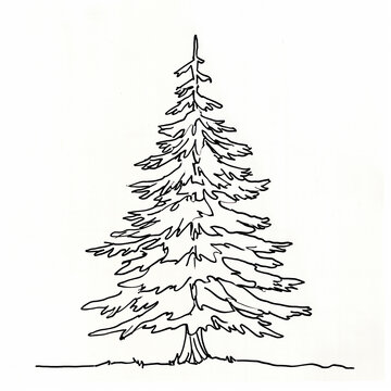 recommend clip art: Christmas tree watercolor line sketch
