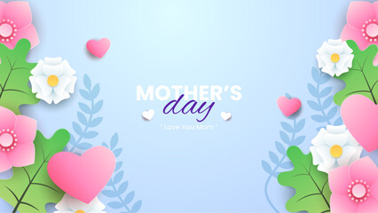 Colorful colourful happy mother's day background decorated with love and heart. Happy mothers day event poster for greeting design template and mother's day celebration