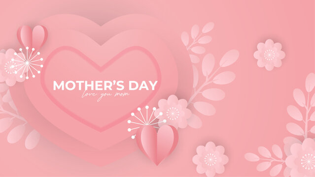 Pink and white vector beautiful and simple style background for mother's day celebration. Happy mothers day event poster for greeting design template and mother's day celebration