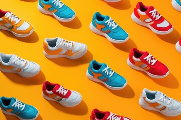 Colourful sneaker pattern background.