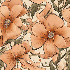 Spring flowers seamless pattern with oil painting style