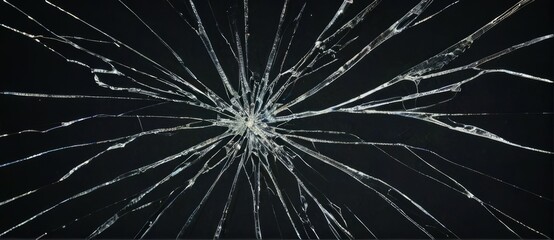 Obraz premium Cracked glass on black background. Generative AI technology.